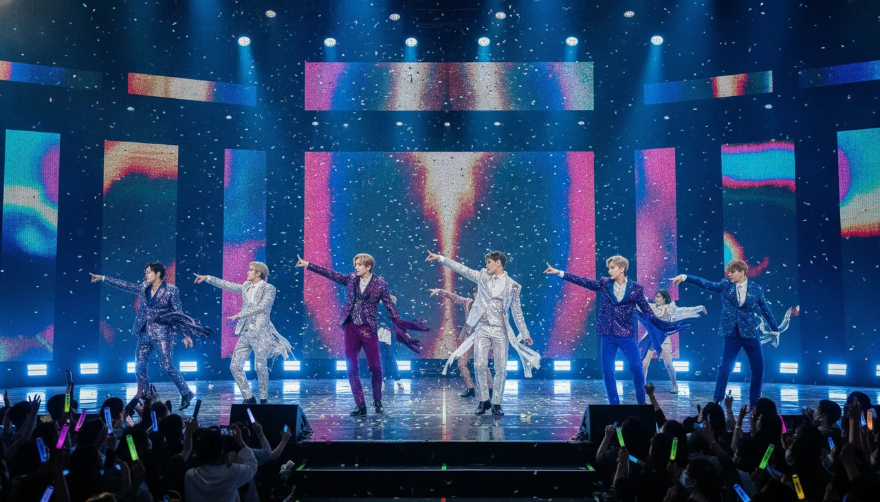 BTS members performing stage