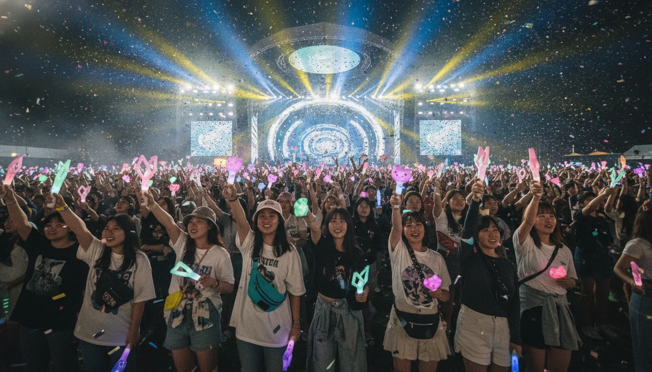 Cheering crowd at music festival