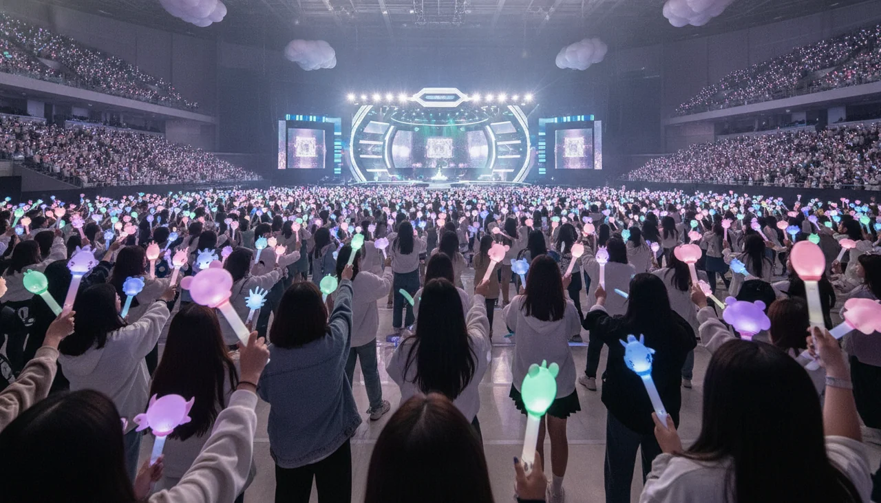 Crowd with lightsticks at concert
