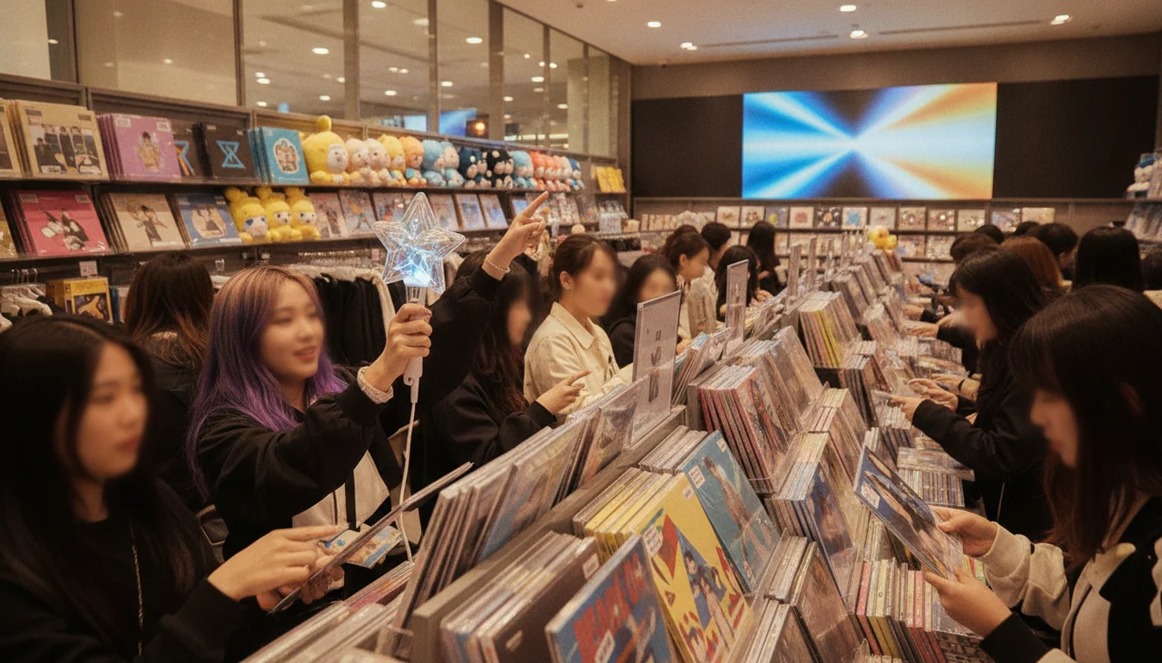 Fans browsing K-Pop merchandise