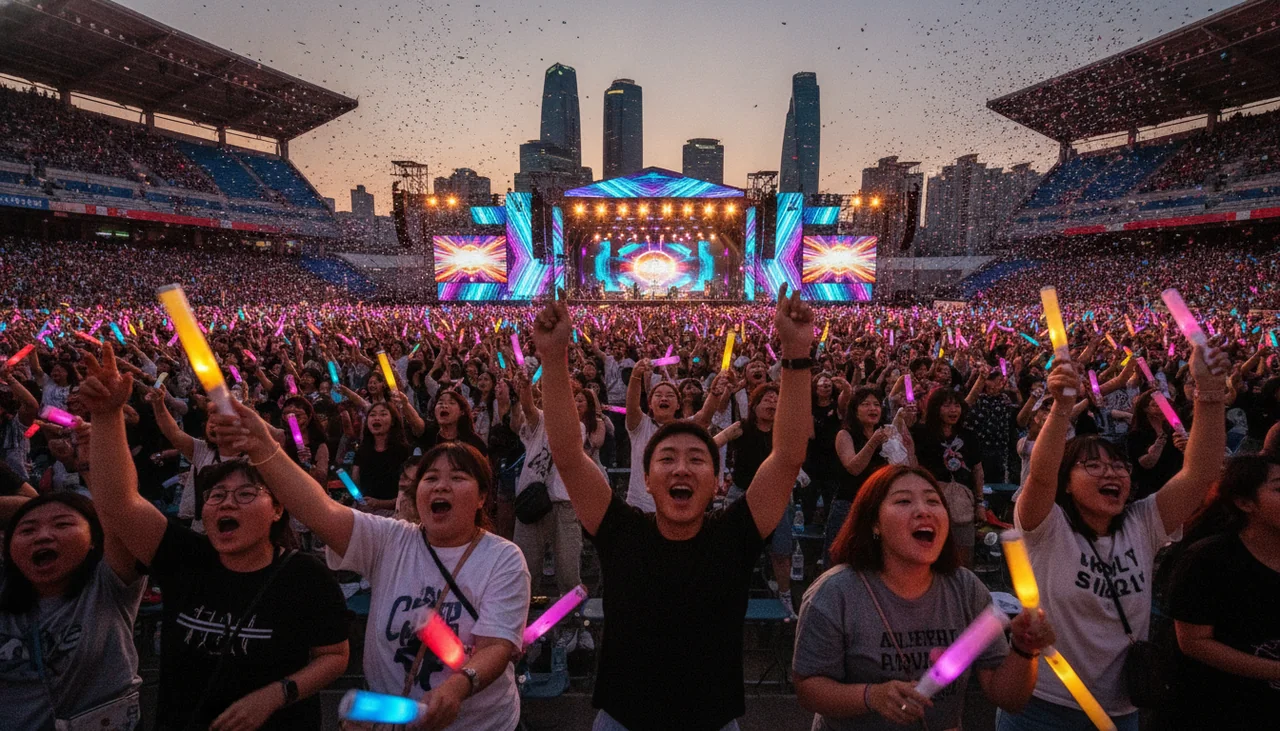 fans cheering at an outdoor concert