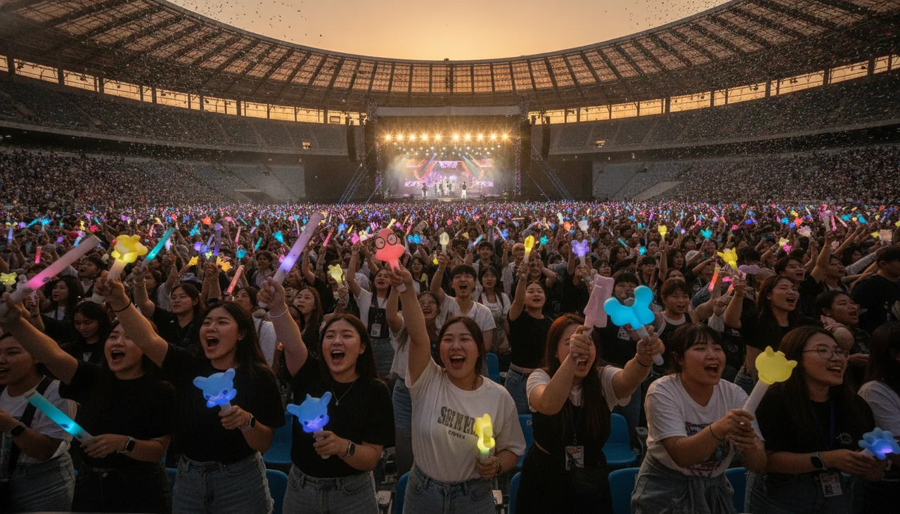 Fans cheering with lightsticks