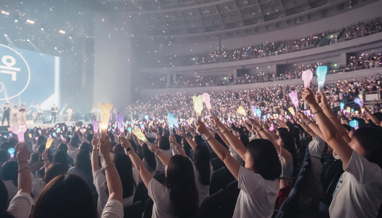 Fans cheering with lightsticks