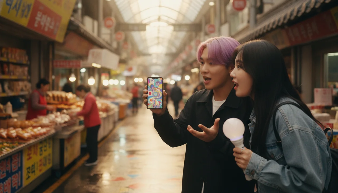 Fans discussing theories on phone