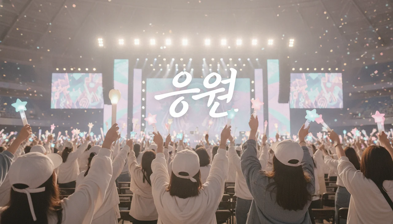 fans holding lightsticks cheering