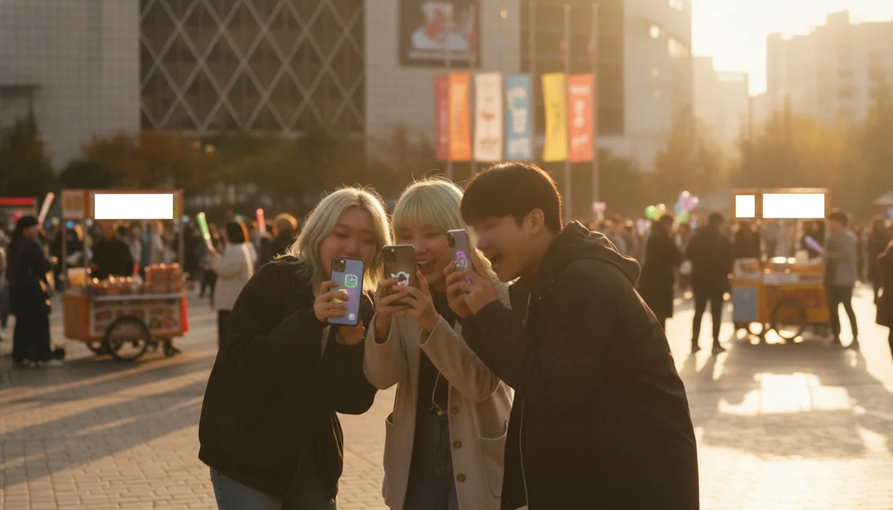 fans reacting on phone