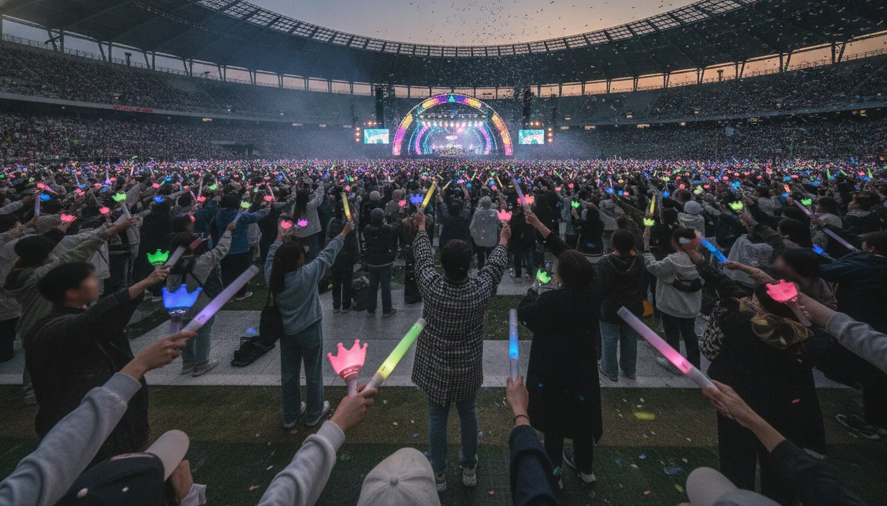 fans waving lightsticks