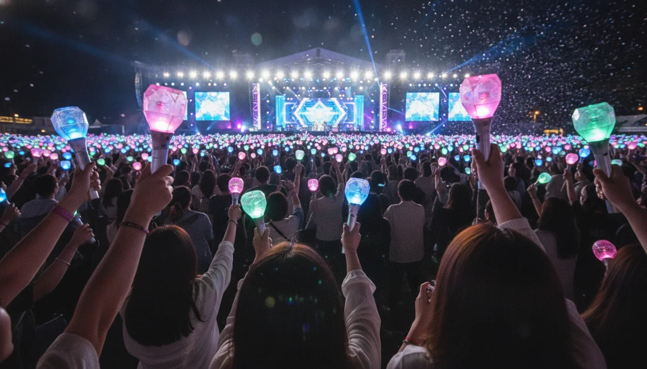 Fans with EXO lightsticks
