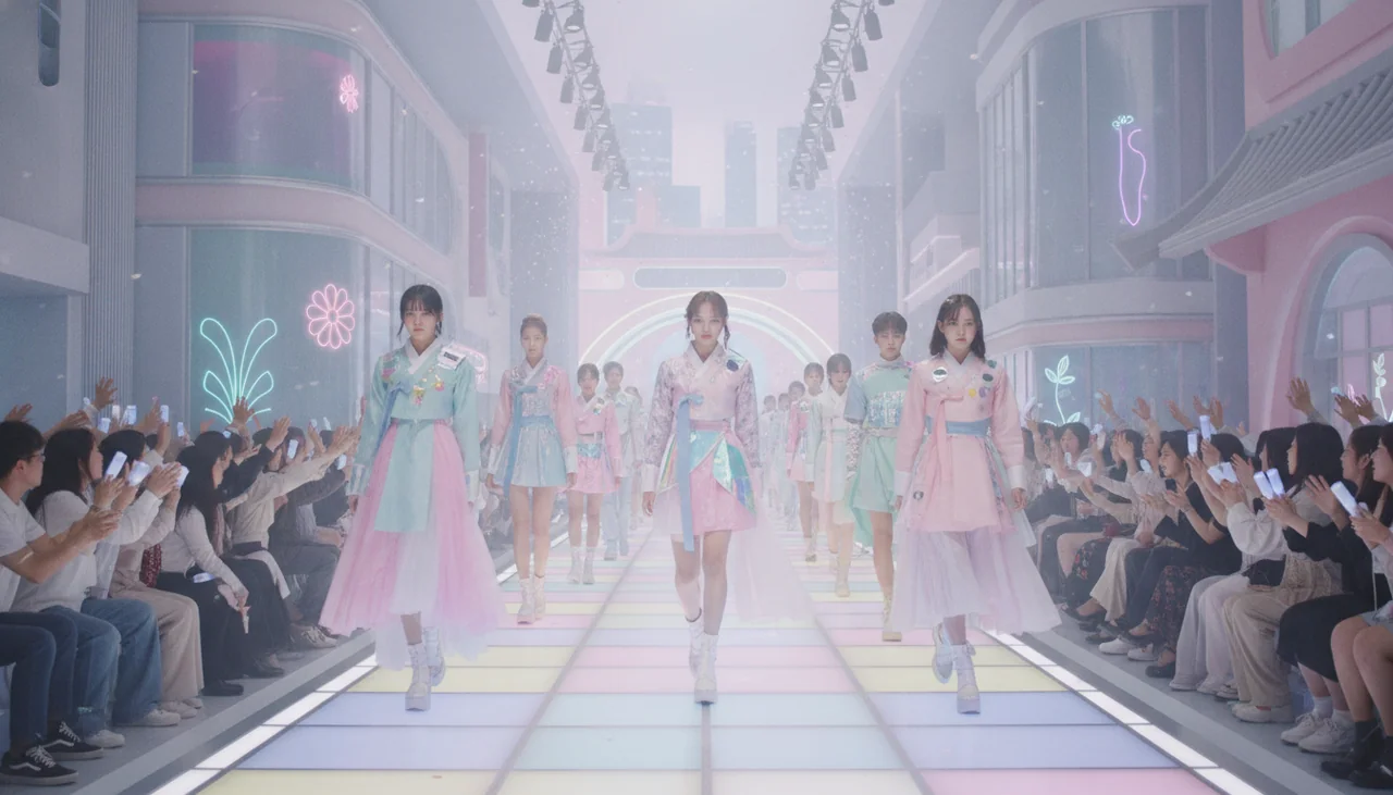 Idols walking a fashion runway