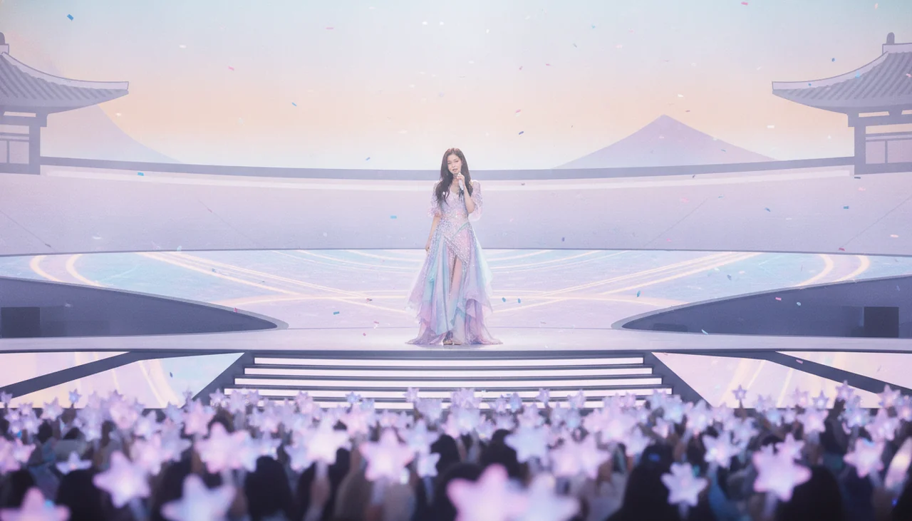 Jennie holding mic at global event