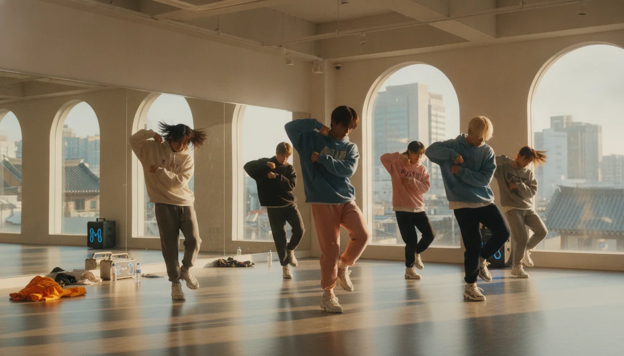 K-pop dancers rehearsing