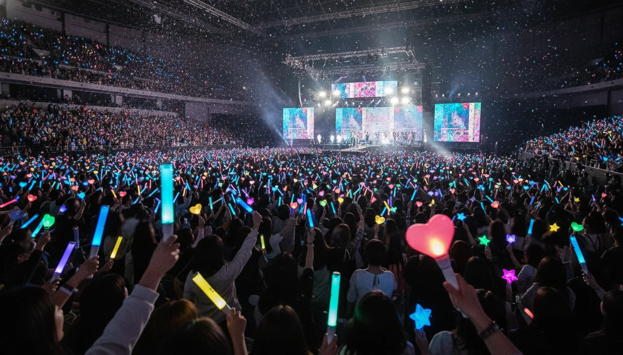 K-pop fans with lightsticks