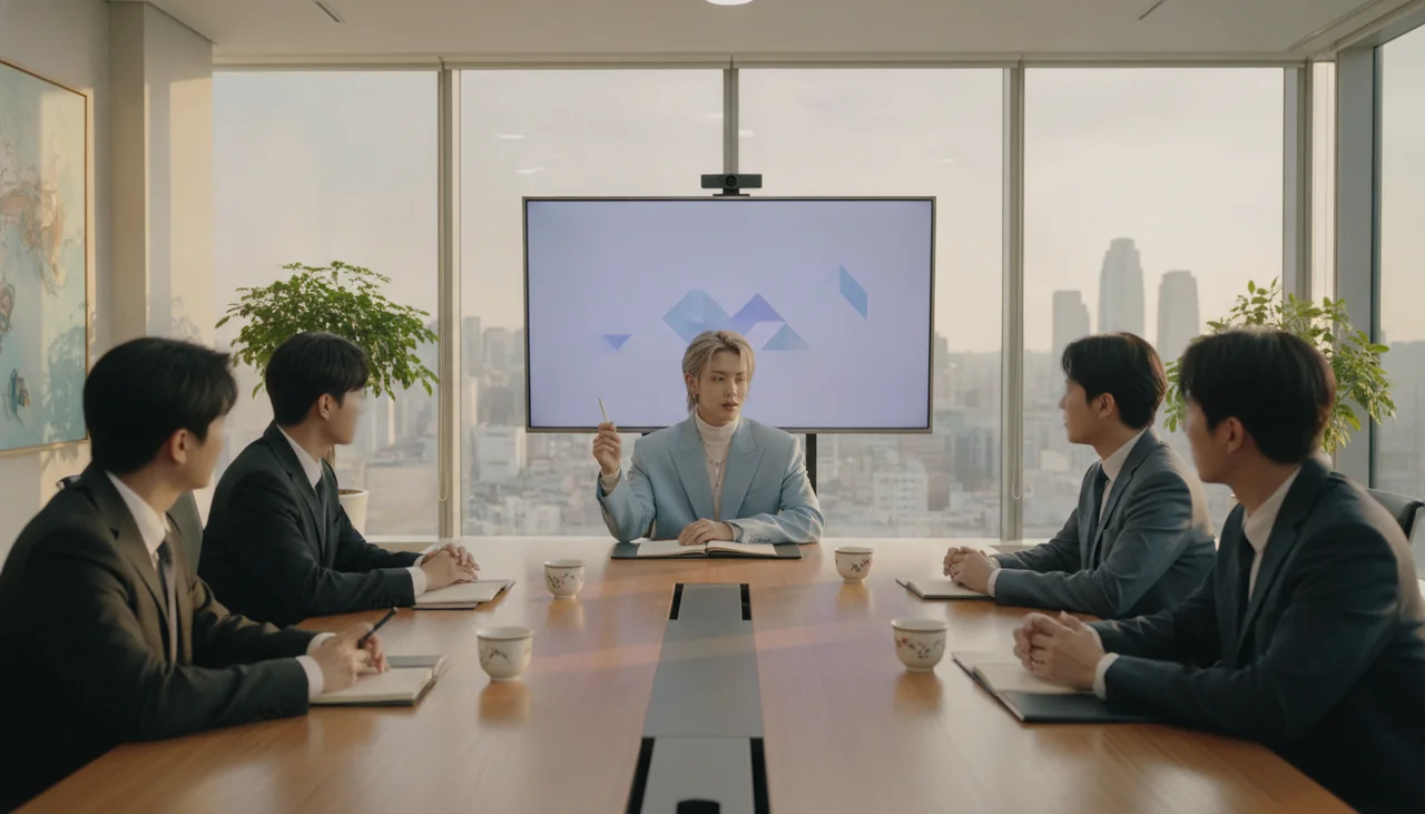 K-pop idol in business meeting
