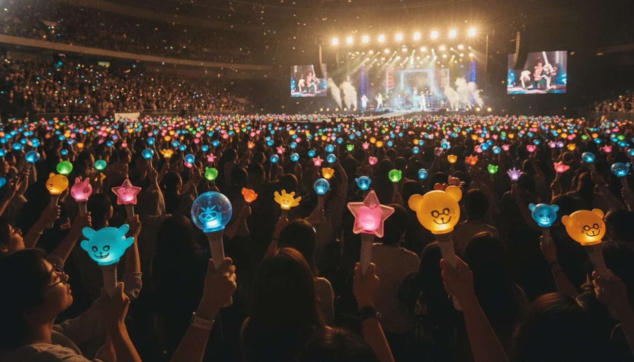 K-pop lightsticks in a crowd