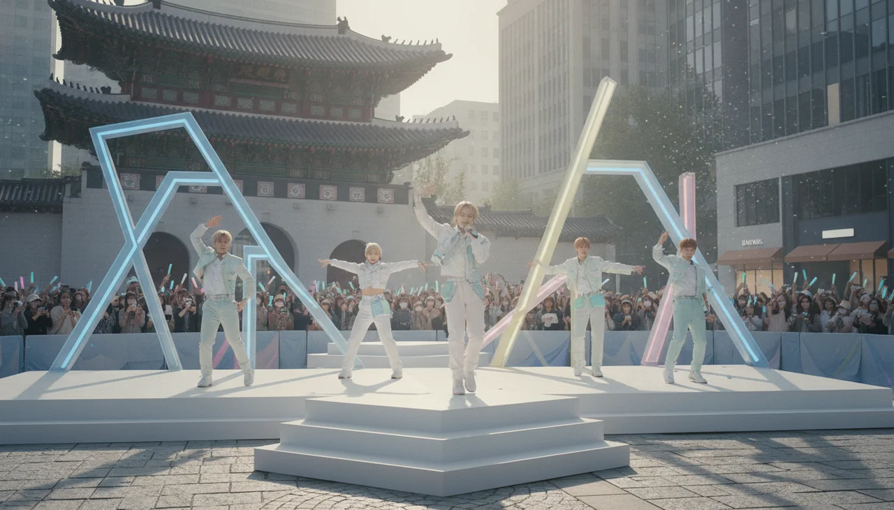 K-pop rookie group performing