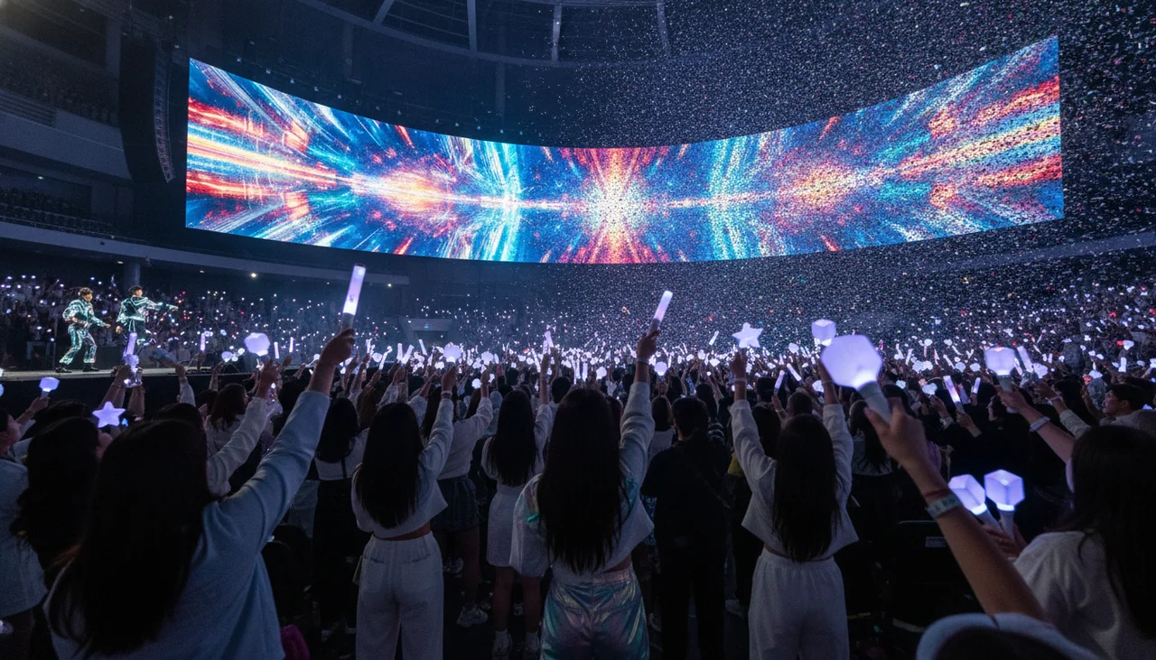 Large LED screen with dazzling visuals