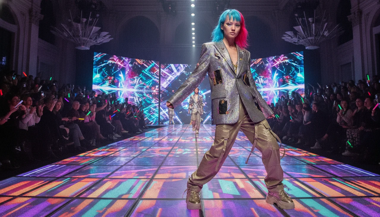 Models on Milan fashion runway