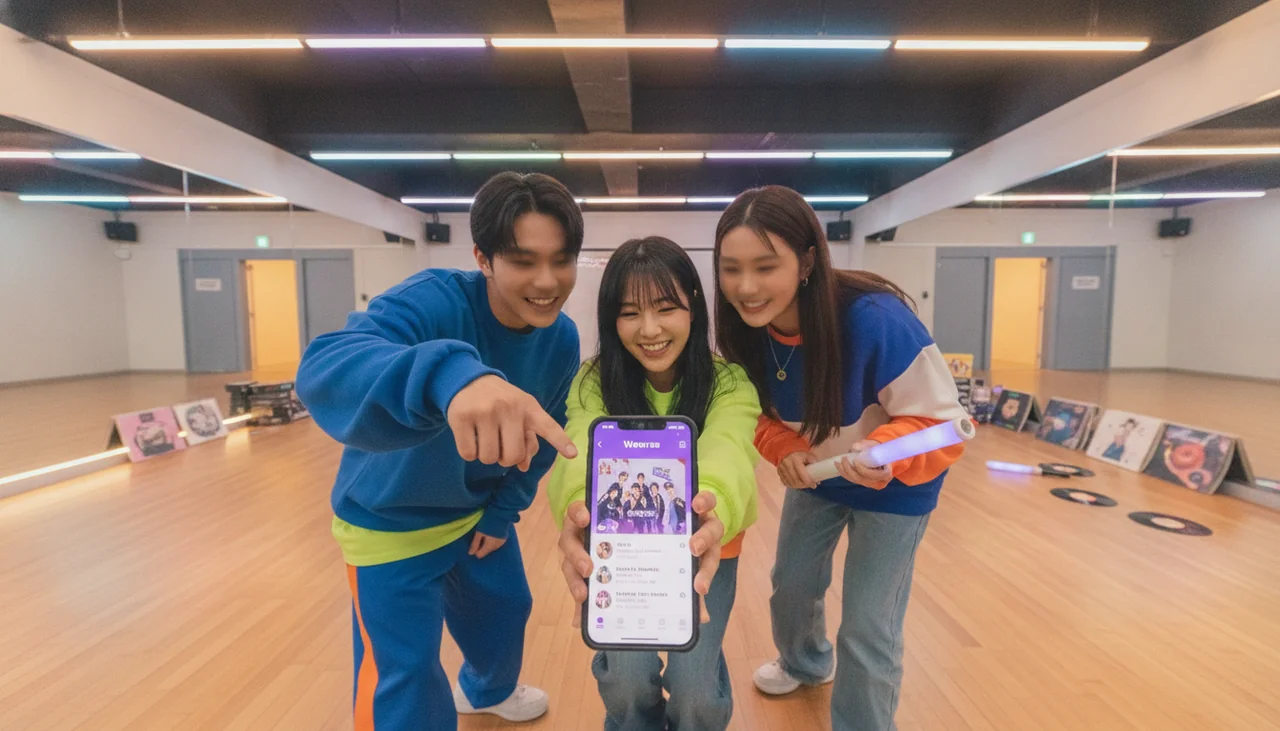 People interacting on Weverse on phone