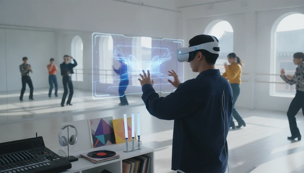 Person using a virtual reality headset