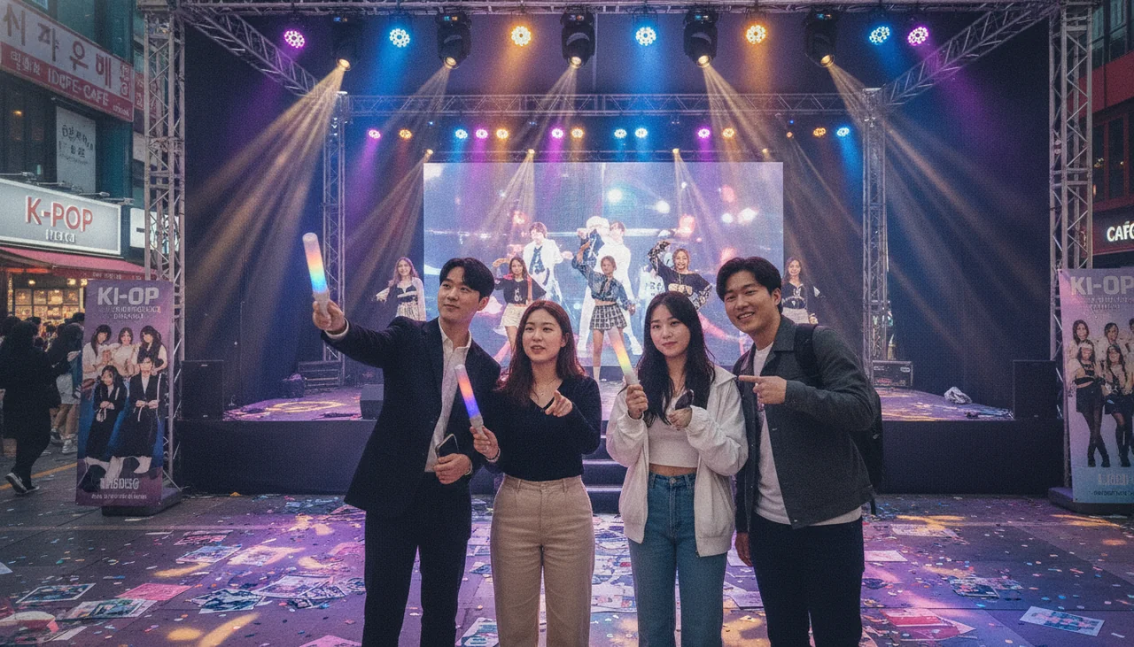 Tourists exploring Seoul K-pop sites