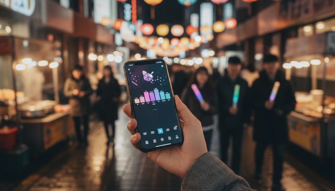 diverse K-pop album tracklist on a streaming app