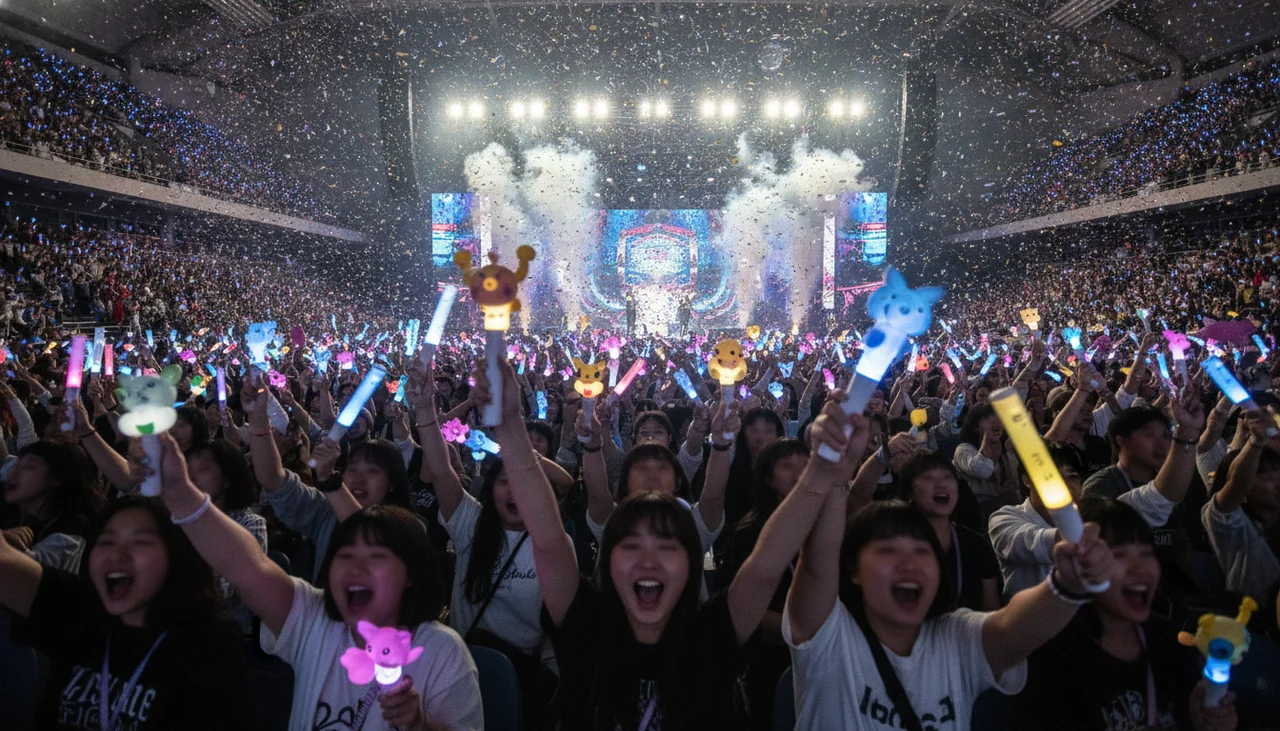 Fans cheering with lightsticks