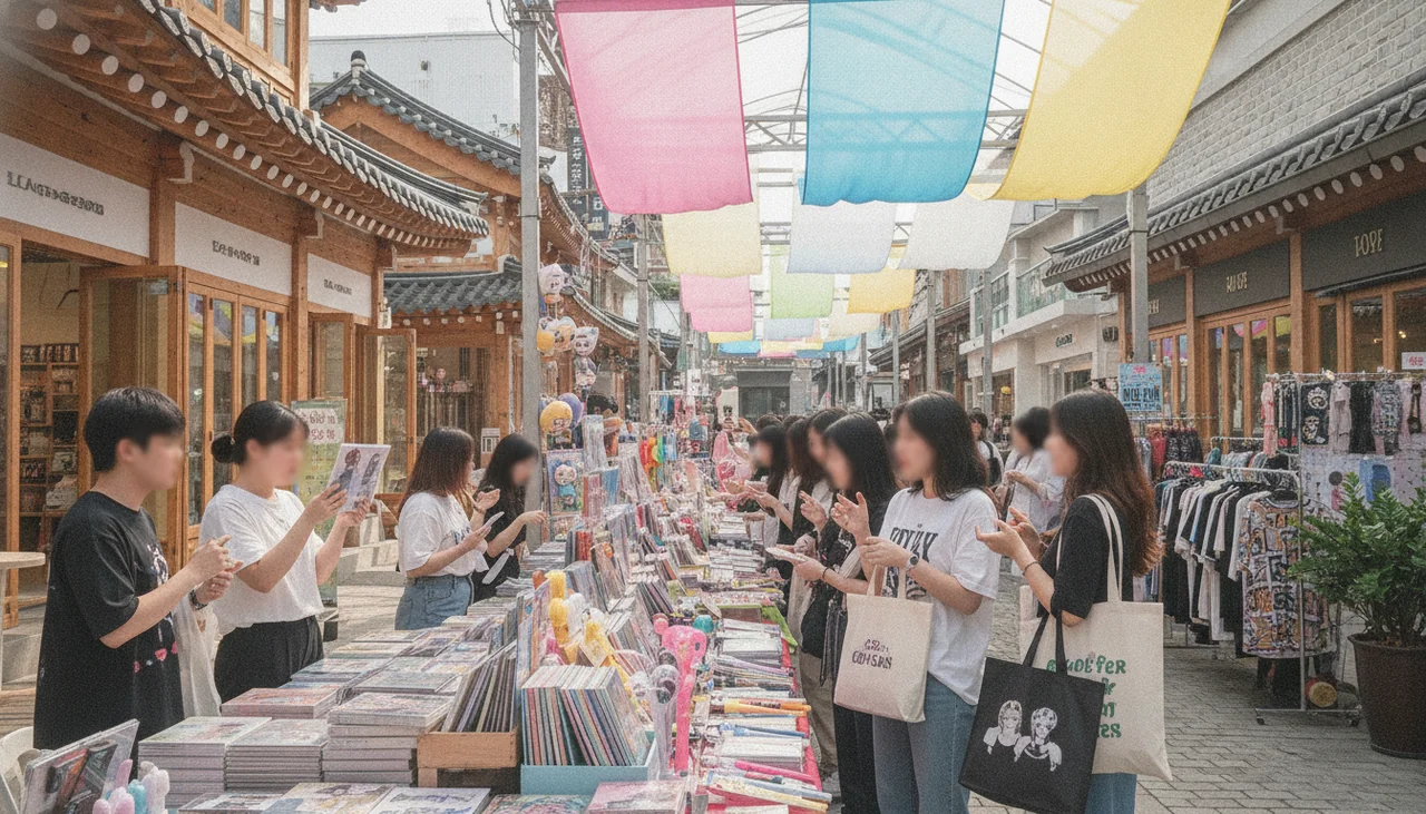 Fans shopping K-pop merchandise