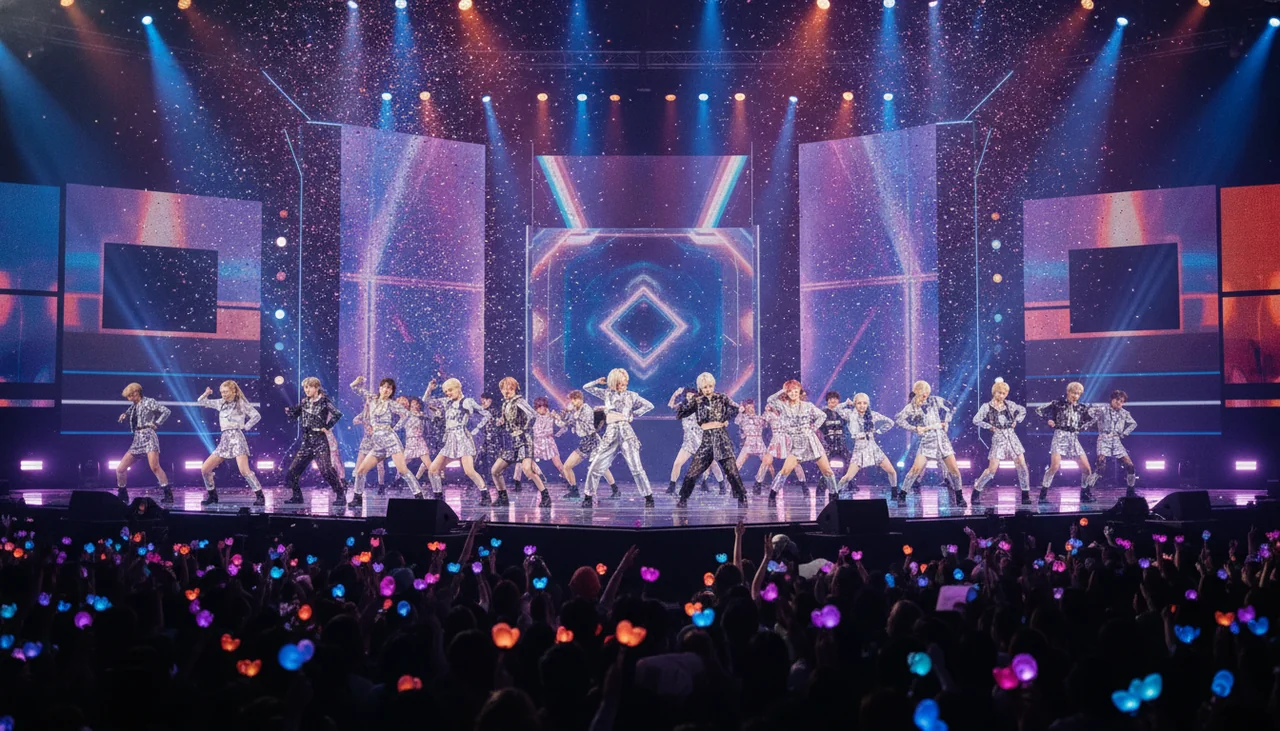 K-pop idols performing on stage