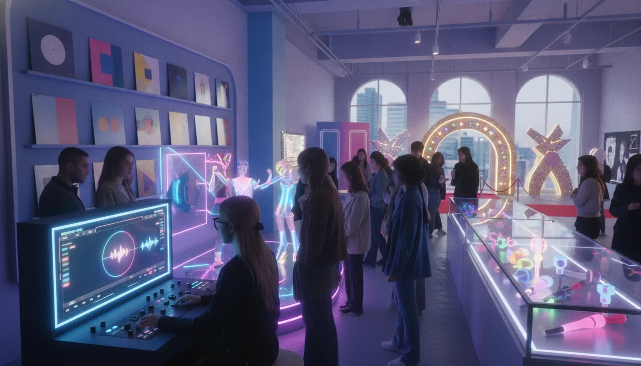People interacting with K-culture exhibits