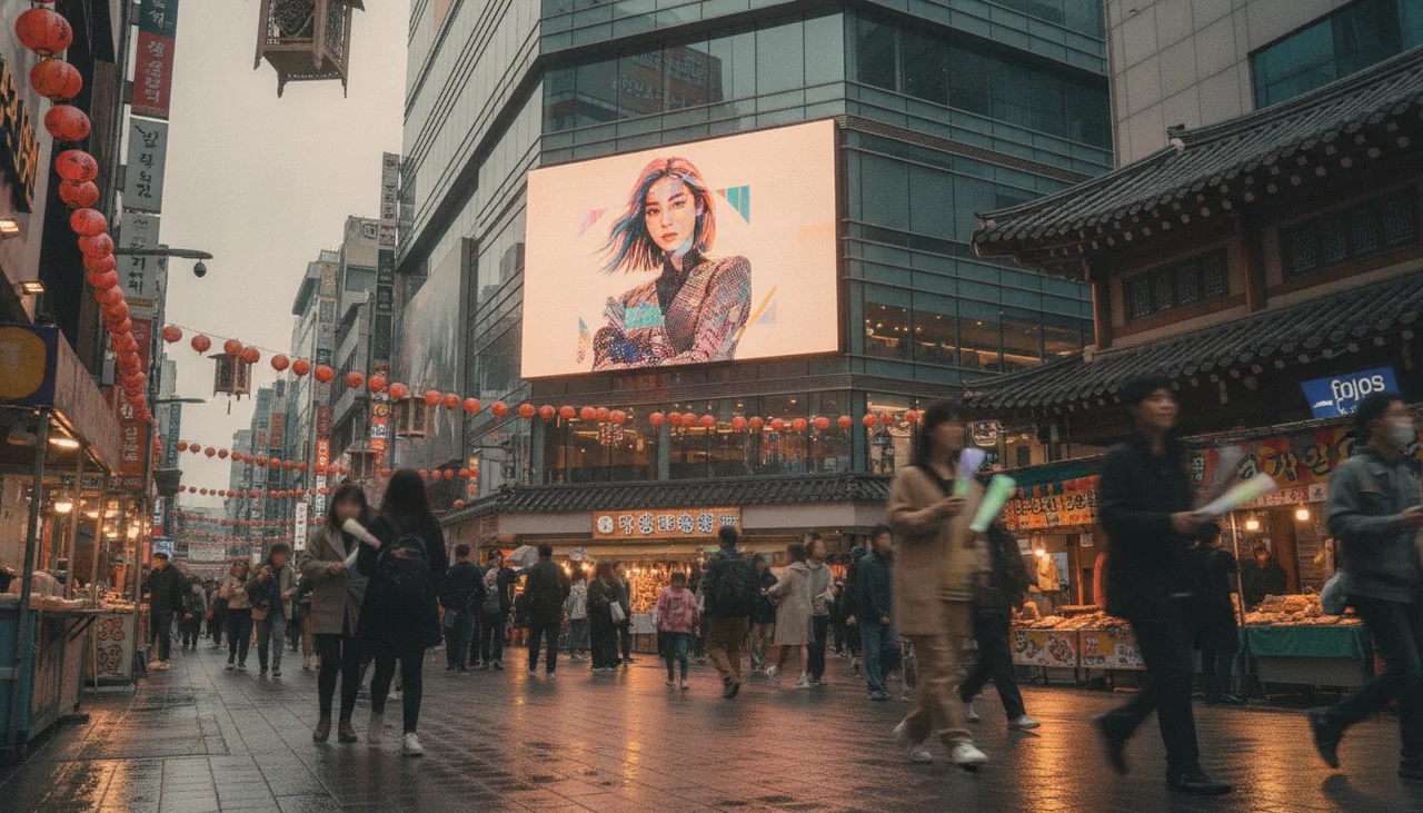 Digital billboard in Seoul showcasing K-pop idol